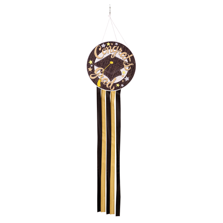 Congrats Grad Wind Spinner Windsock; Polyester 12"Wx40"L