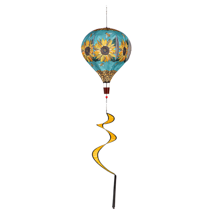 Welcome Friends Leopard Sunflower Hot Air Balloon Spinner; 55"L x 15"OD