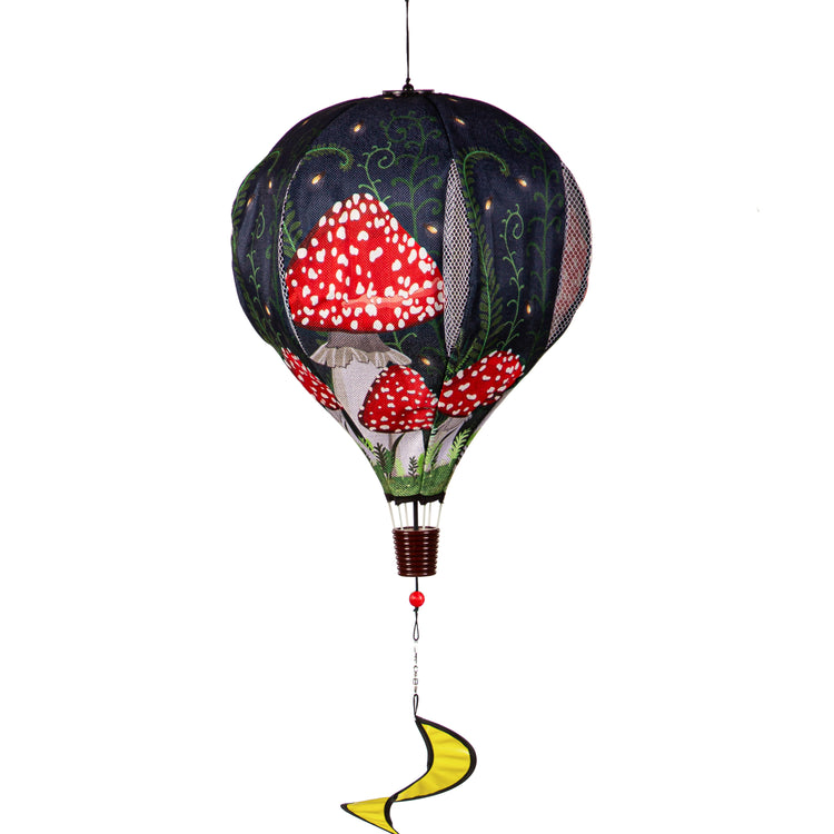 Welcome Friends Mushroom Hot Air Balloon Spinner; 55"L x 15"OD