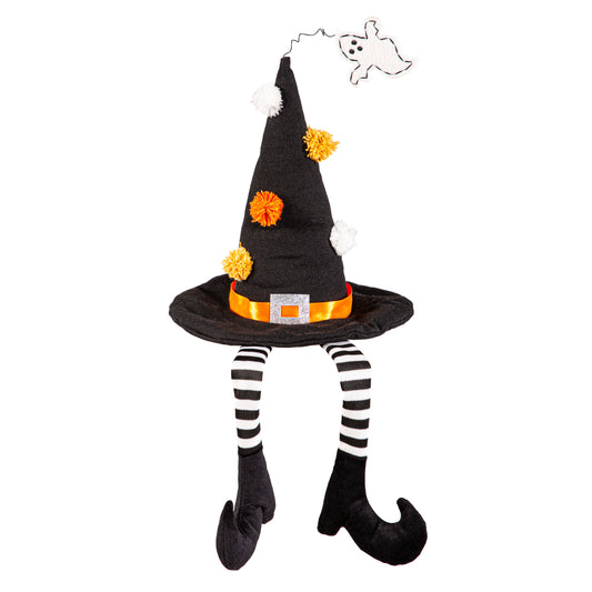 Witch Hat with Dangling Legs Fabric Table Decor