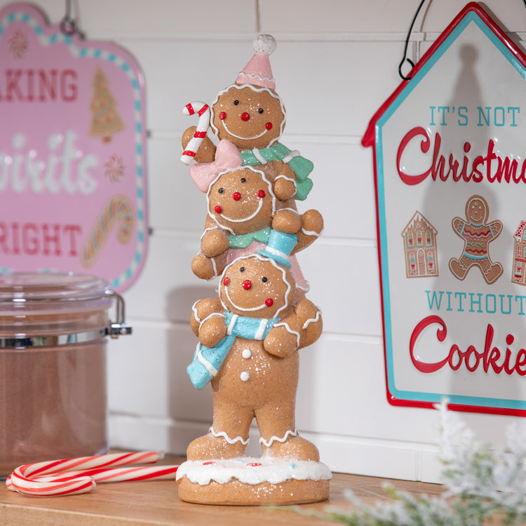 Gingerbread Trio Decorative Figurine - 11.5"Tx3.5"Wx3"D