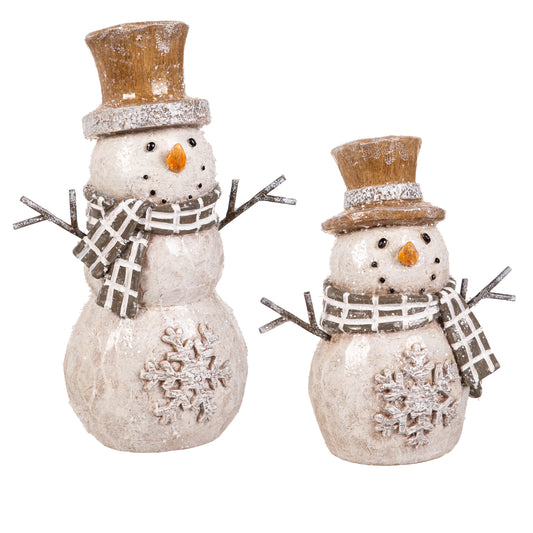 Snowman with Snowflake Decorative Figurines