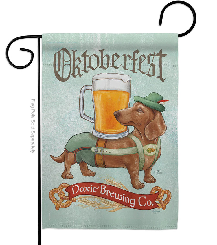 Oktoberfest Doxie Brewing Co Garden Flag