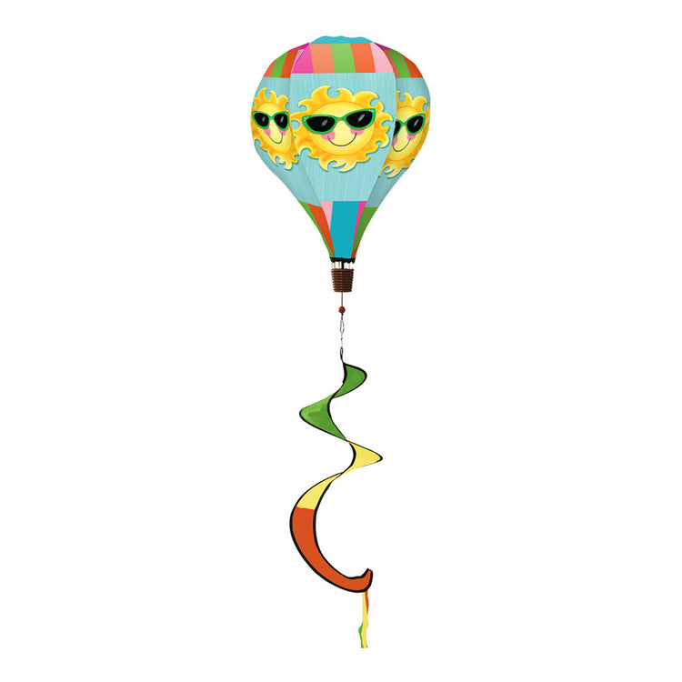 Hello Summer Sun Balloon Spinner Windsock; Polyester 12"ODx54"L