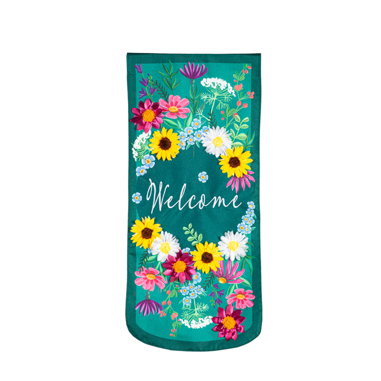 Wildflowers Welcome Everlasting Impressions Garden Flag; Polyester-Linen Blend 12.5"x28"