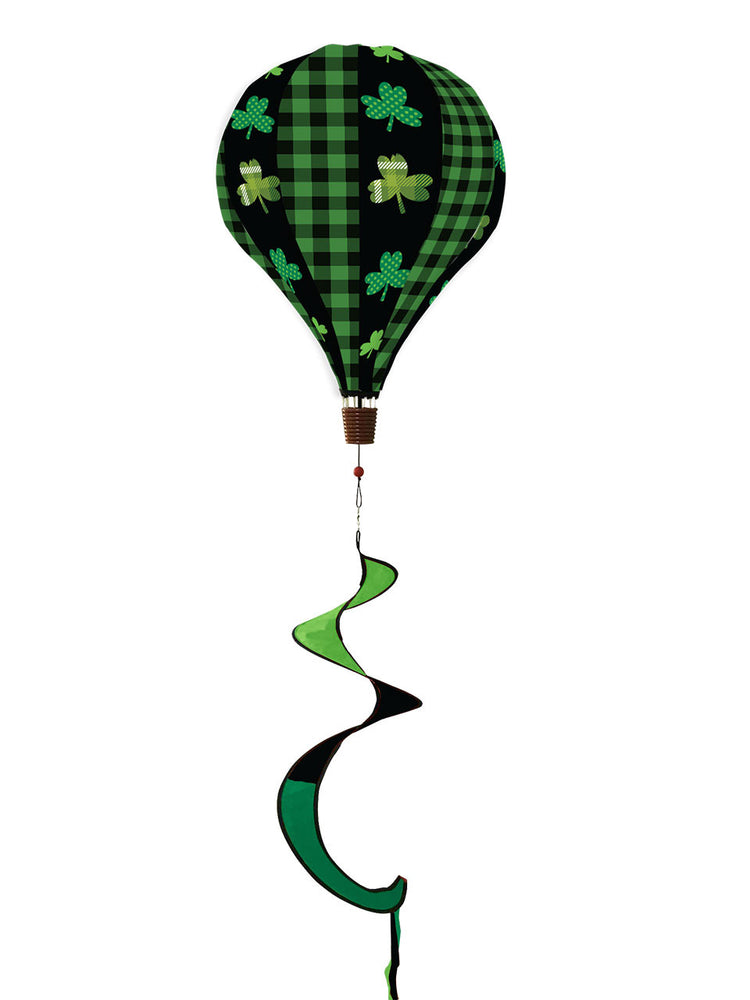 Shamrocks Hot Air Balloon Spinner Windsock; Polyester 12"ODx54"L