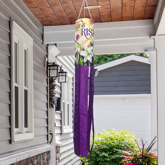 He is Risen Lillies Windsock; Polyester 6"x40"L