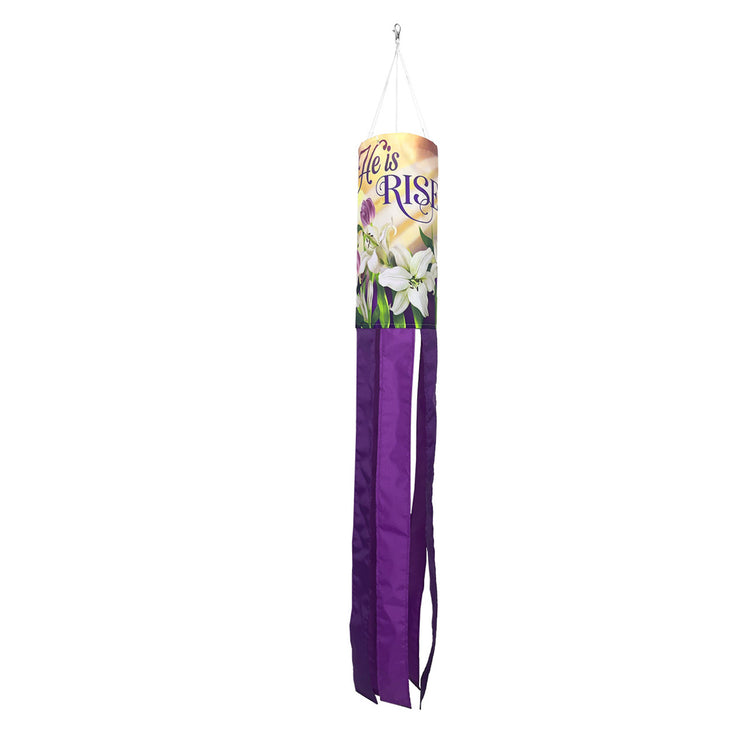 He is Risen Lillies Windsock; Polyester 6"x40"L