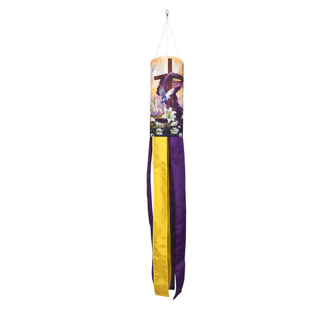 Sunrise Easter Cross Windsock; Polyester 6"x40"L