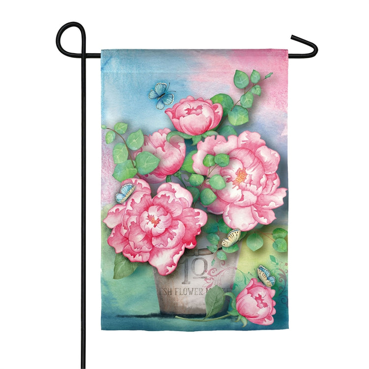 "Spring Peony" Printed Suede Seasonal House Flag; Polyester