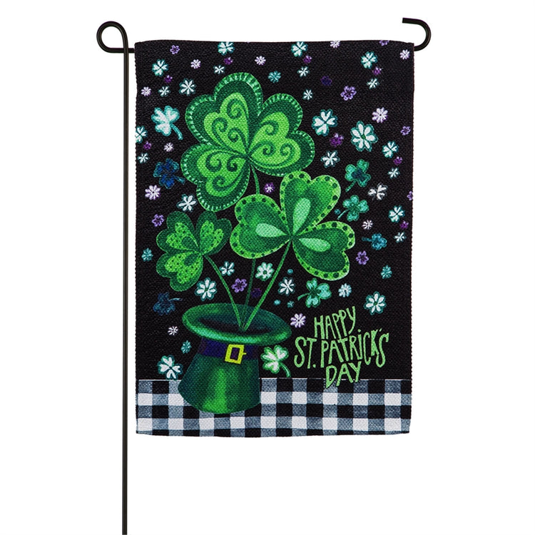 Shamrocks Buffalo Plaid Garden Flag