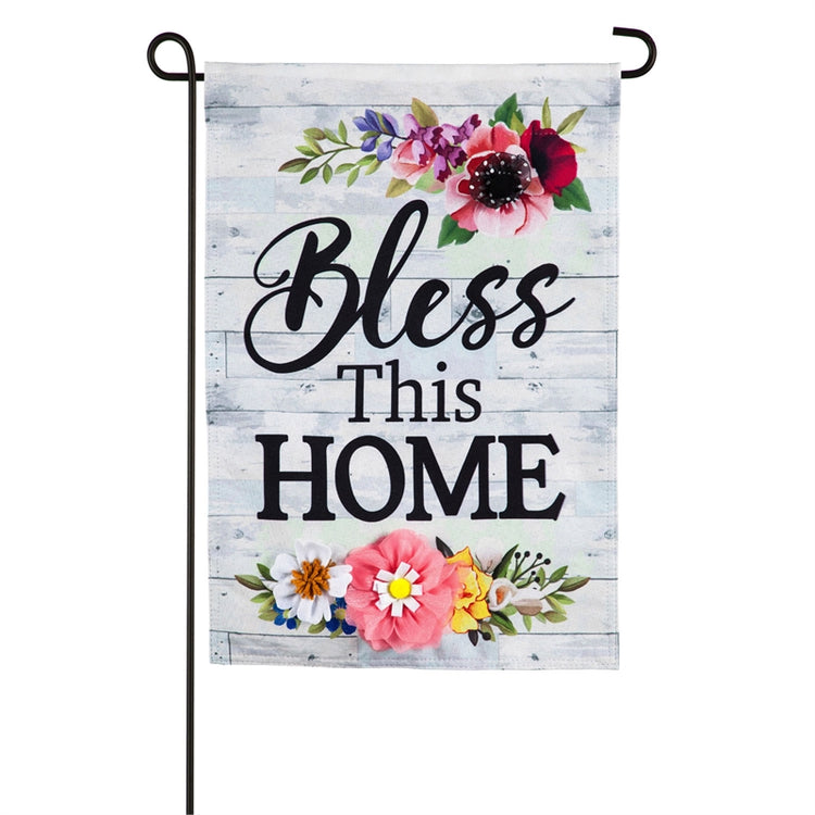 Shiplap Floral Bless This Home Garden Flag