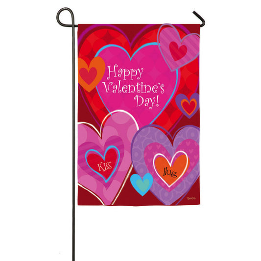 Happy Valentines Day Love Printed Suede Garden Flag; Polyester