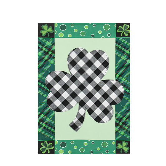 Shamrock Patterned Border Applique Garden Flag; Polyester 12.5"x18"