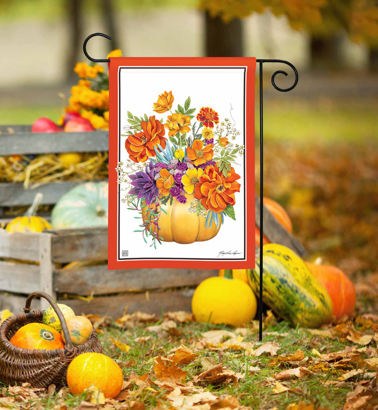 Pumpkin Floral Garden Flag