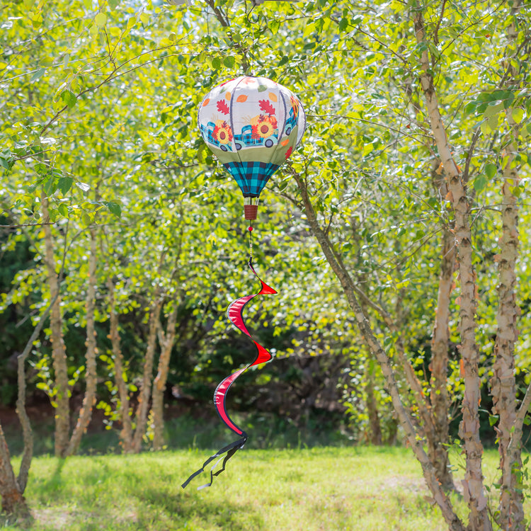 Fall Plaid Truck Hot Air Balloon Spinner; 55"L x 15" Diameter