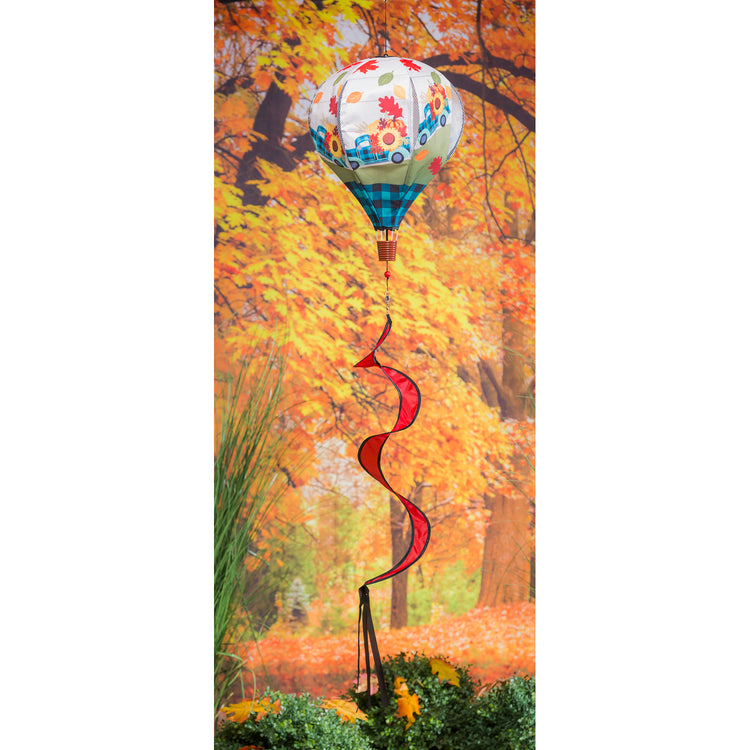 Fall Plaid Truck Hot Air Balloon Spinner; 55"L x 15" Diameter