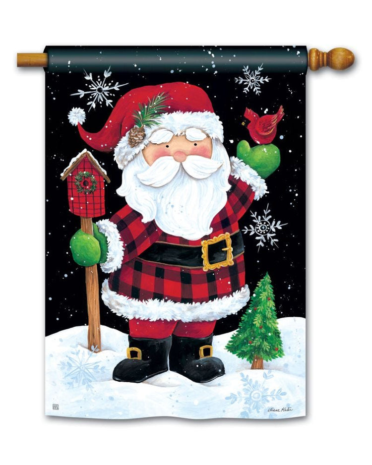 Buffalo Check Santa House Flag